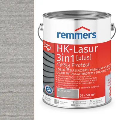 Zdjęcie produktu dla Remmers HK-Lasur 3in1 (plus) 5 L Eimer Platingrau FT-26788