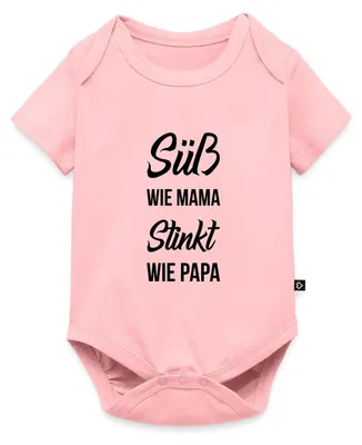 Produktbild von Spreadshirt Süß Wie Mama Stinkt Wie Papa Humor Kurzarm Tages Baby Body, 80 (9-12 M.), Rosa