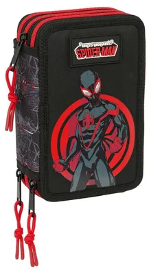 Produktbild von Safta Miles Morales 12.5x19.5x5.5 Cm Triple Mäppchen Schwarz Mann Schwarz One Size