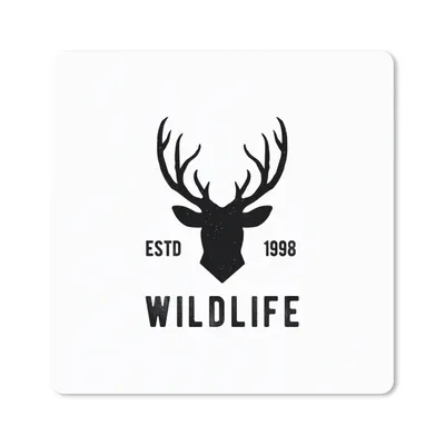 Produktbild von MuchoWow® Mauspad Mousepad Hirsch - Logo - Schwarz - Weiß 20x20 cm - Mousepads - Maus Mat - Pad - Mausunterlage - Desk Mat - Bureauartikeln