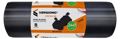 Zdjęcie produktu dla Vergionic worki na śmieci 240l 8 szt extra mocne czarne uniwersalne