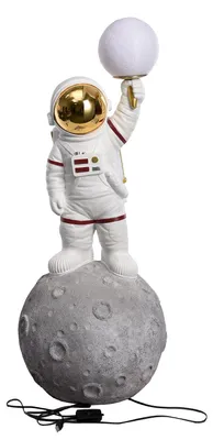 Produktbild von GILDE Tischleuchte (LED), Astronaut, "Apollo 11", Kunstharz, grau, schwarz,  L. 34 cm, B. 31 cm, H. 93 cm 60114