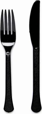 Produktbild von Schwarzes Messer und Gabel Set 24-teilig