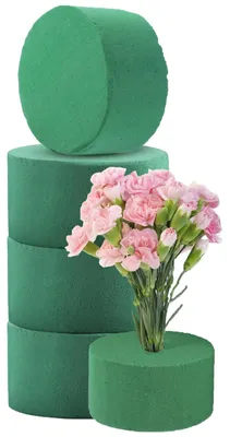 Produktbild von Runder Steckschaum - 4 Stück Blumen-Steckmasse - Für Frischblumen - Grün