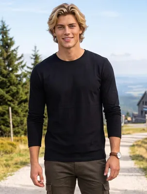 Productafbeelding van Brandit Premium langarmshirt, marineblauw, maat XL