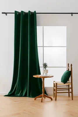 Obrázok produktu pre Záclony Bavlna Market - Zatemňujúce záclony - Záclony na tyč - Záclony na okná a balkónové dvere - s očkami , 250x140 cm, zelená