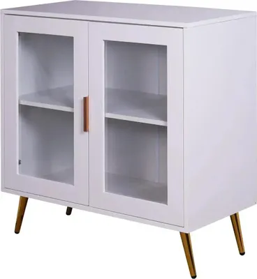 Produktbild von Sideboard - Küchenschrank - 80x40x85 cm - LED-Beleuchtung - Glastüren - MDF - Moderner Luxusstil - Weiß
