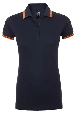 Produktbild von SOLS - "Pasadena" Poloshirt für Damen LT1915 (M) (Dunkelblau/Neon-Orange)