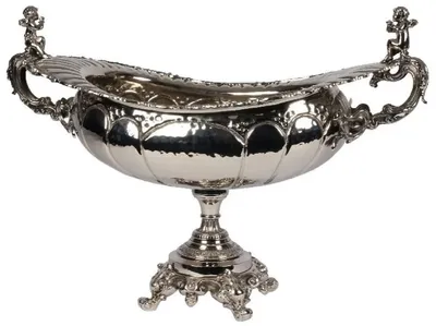 Image de Casa Padrino Coupe décorative baroque en laiton argenté 75 x 41 x h. 52 cm - Accessoires Déco Baroque