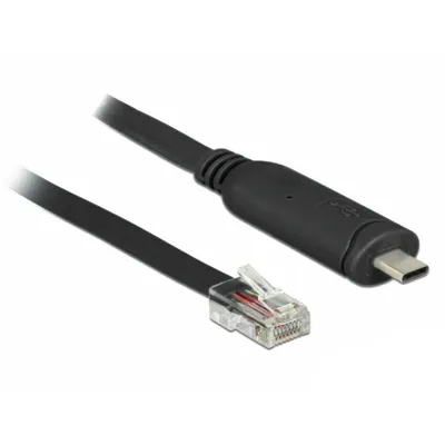Produktbild von Delock Adapter USB 2.0 Type-C Stecker > 1 x Seriell RS-232 RJ45 Stecker 2,0 m schwarz