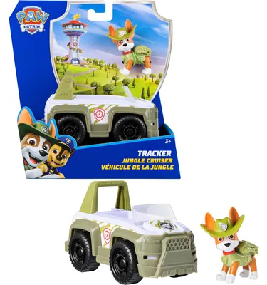 Produktbild von PAW Patrol - Tracker-Figur mit Dschungel-Fahrzeug, stabiles Basis-Fahrzeug (2025), authentisches Spielzeug zur Serie für Kinder ab 3 Jahren, Fahrzeug, 3 Jahr(e), Kunststoff, Grün, Weiß