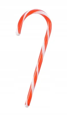 A single candy cane on a white background.
