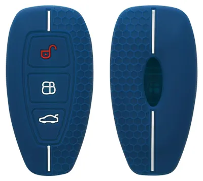 Produktbild von kwmobile Schlüsselhülle für Ford 3-Tasten Autoschlüssel Keyless Go Hülle - Autoschlüssel Schlüssel Hülle aus Silikon - Schlüsseletui in Dunkelblau