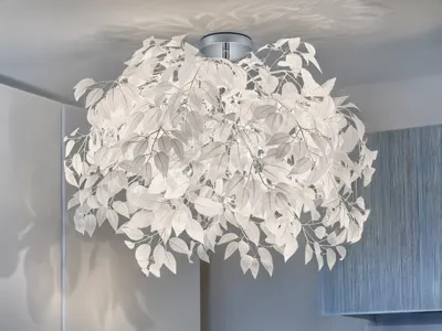 Produktbild von Große ausgefallene LED Deckenleuchte Ø70cm mit Blätter Lampenschirm, Wohnzimmer