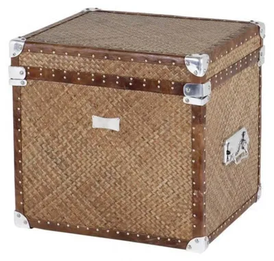 Produktbild von Casa Padrino Vintage Echtleder Koffertisch Rattan / Leder Braun - Echt Leder Vintage Look