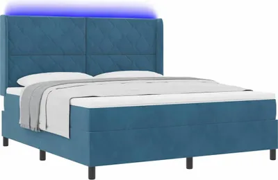 Produktbild von Boxspringbett mit Matratze mit LED Blau 180 x 200 cm Samt