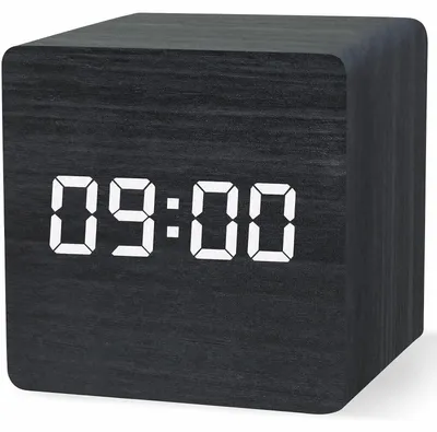 LED-Wecker, Holzoptik, 3 Alarme, 4 Helligkeitsstufen, 12/24h