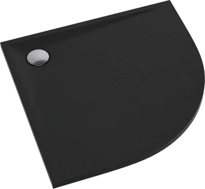 Produktbild von Sellon24® Duschtasse Duschwanne extraflache Acrylwanne Steinoptik  Schwarz 90x90x3 R55  Viertelkreis