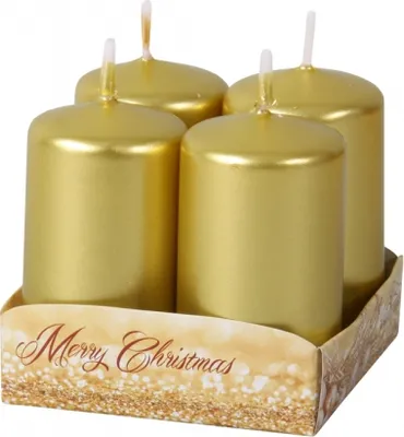 Image de Bougie de l'Avent métallique brillante d4x6cm 4pcs