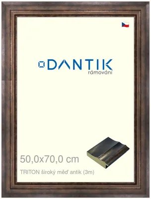 Obrázek produktu pro DANTIK rámeček 50x70 | TRITON široký měď antik (Plexi Čiré)