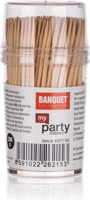 Image de cure-dents ronds en bambou (200pcs) + boîte PH ronde.