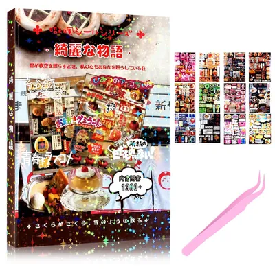 Manga-Stickerbuch, 45 Blätter, 1300 Sticker, Retro-Design