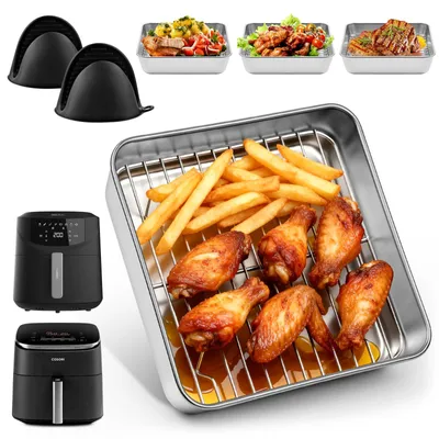 Backform 21 cm Edelstahl für Heißluftfritteuse mit Deckel