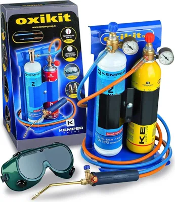 Image de Chalumeau Bi-Gaz Oxygène Propane Pro 3300°C : Kit Complet Soudage & Brasage, Coupe Acier 5 mm, Détendeurs, Manomètres KEMPER