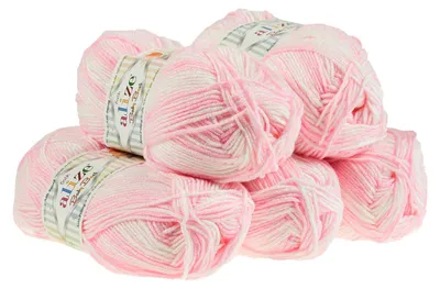 5x100g Baby-Strickgarn ALIZE Baby Best Batik, Antipilling, Babywolle, rosa 6660