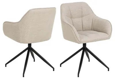 Productafbeelding van Brule eetkamerstoel met armleuningen, draaifunctie, beige.