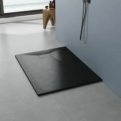 Produktbild von Duschwanne SMC Duschwannen Rechteckige Duschtasse Brausewanne Schwarz in Schieferoptik für Dusche 120 x 90 x 3.2 cm
