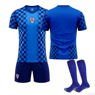 Immagine prodotto di No name no number Maglia da calcio della Croazia per le partite in trasferta dei Mondiali 2026, disponibile per bambini e adulti. TAGLIA:22