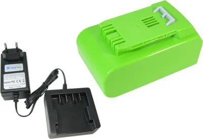 Produktbild von Trade-Shop 2in1 Set: Li-Ion Akku 24V / 4000mAh + Ladegerät kompatibel mit Greenworks 2000007 24V Kettensäge 25 cm, 2400007 24V Laubgebläse
