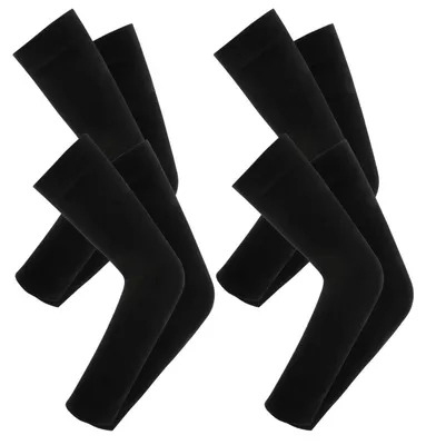 Immagine prodotto di Maniche compressive per braccia, protezione solare UPF 50+, effetto rinfrescante, antiscivolo, unisex, colore nero, set da 4