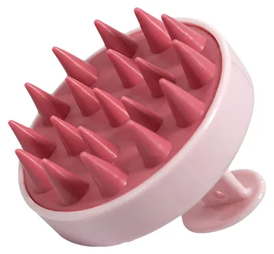 Produktbild von Shampoobürste mit ergonomischem Griff und weichen Gummiborsten – entspannendes Kopfhautmassagegerät für die Haarpflege
