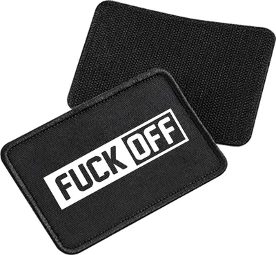 Produktbild von Huuraa Patch Fuck Off Schriftzug Black 10 x 6,5cm Baumwolle Klettpatch für Mütze Geschenkidee