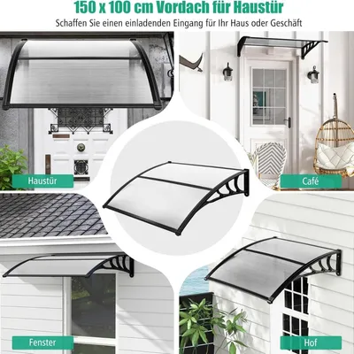 Immagine prodotto di Tenda da sole per porta d'ingresso 150x100 cm, alluminio e policarbonato