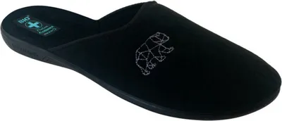 Produktbild von Herrenhausschuhe ADANEX Leo 29256 schwarz mit Bär