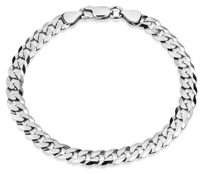 Immagine prodotto di MATERIA Bracciale da uomo a maglia catenaccio in argento 925 - bracciale piatto a maglia catenaccio da uomo, larghezza 6 mm, finitura diamantata, lunghezza 18-24 cm SA-63