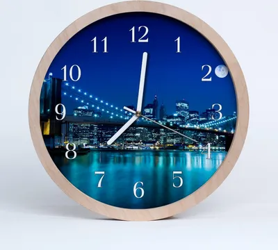 Produktbild von Holzuhr 30fi cm wanduhr - Stadt in der Nacht Stadt