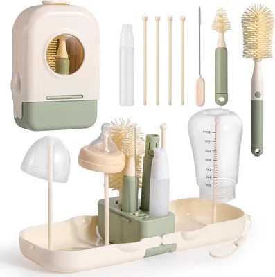 Produktbild von 7-in-1 Babyflaschen Bürsten Set, Silikon Flaschenbürste, Saugerbürste, Trinkhalmbürste, für Babys