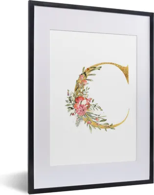 Produktbild von MuchoWow® MuchoWow® Gerahmtes Poster Brief - Aquarell - Blumen 30x40 cm - Poster mit zchwarzem Bilderrahmen - Wandposter Schlafzimmer