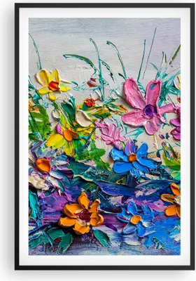 Produktbild von Gerahmtes Poster - Schwarzer Rahmen - Blumen die Farben pastos - 61x91,5 cm - Wand Bild - Wanddeko - Wandbilder - Kunstposter - Wandposter - Bilderrahmen - Bilder - Kunstdruck - P2BPA61x91-4521