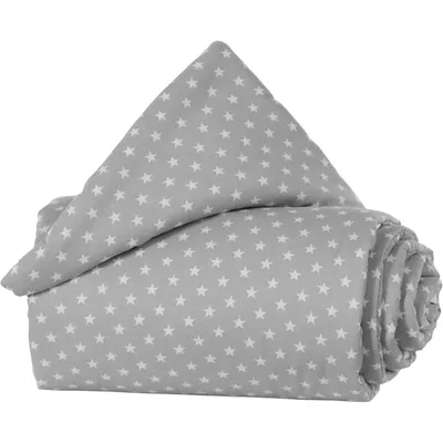 Produktbild von babybay Nestchen Organic Baumwolle passend für Modell Maxi, Boxspring, Comfort und Comfort Plus, lichtgrau Sterne weiß