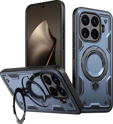 Produktbild von Dual Layer Hülle für Xiaomi 15T Pro mit Ring Ständer Magnetisch Stoßfest Handyhülle Blau