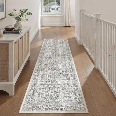 Productafbeelding van Läufer vloerkleed Vintage, zwart, 60x240 cm, wasbaar, antislip, polyester