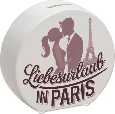 Produktbild von Küssendes Paar Liebesurlaub in Paris Spardose