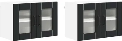 Produktbild von vidaXL Wandglas-Schrank LUCCA 2 pcs Schwarz 60 x 31 x 40 cm