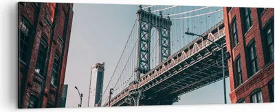 Produktbild von Bild auf Leinwand - Leinwandbild - Einteilig - Manhattan Brücke Brücke - 140x50cm - Wand Bild - Wanddeko - Wandbilder - Leinwanddruck - Bilder - Wanddekoration - Leinwand bilder - AB140x50-4675
