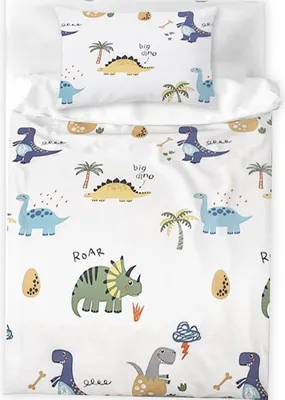 Productafbeelding van Beddengoed voor jongens, 100% polyester, met dinosaurusprint, 100x135 cm